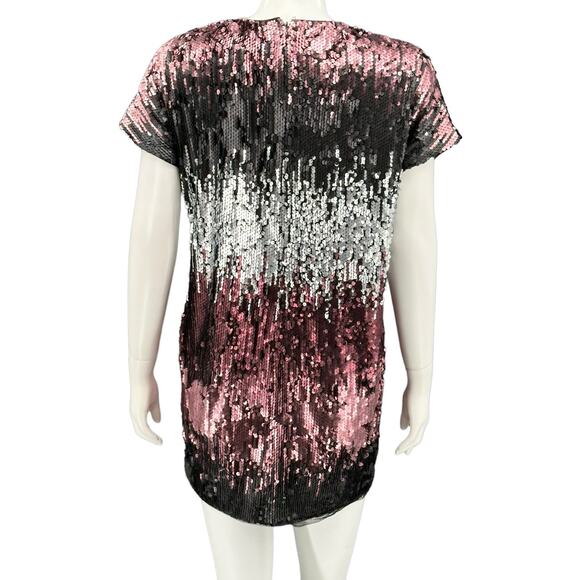 Aidan Mattox Dress Womens 4 Black Wine Sequins Shift Mini Swiftie Cocktail Party - Picture 5 of 10